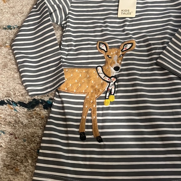 Kid Tales Striped Dress with Deer size 3-4 years NWT - Picture 4 of 8